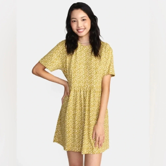 NWT RVCA City Vibes Babydoll Mini Dress Size M/10 - Picture 1 of 15